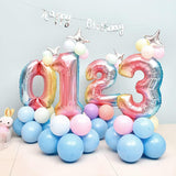 Balon Din Folie Metalizata Gradient Figurina Cifra, Tema Aniversare 100 Cm, Ambalaj Individual, Pai Inclus, Umflare Cu Aer Sau Heliu, Cifra 3 - vivimall.ro