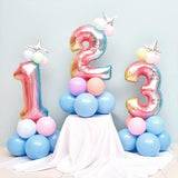 Balon din Folie Metalizata Gradient Vivimall, Figurina Cifra, Tema Aniversare 100 cm, Ambalaj Individual, Pai inclus, Umflare cu Aer sau Heliu, Multicolor, Cifra 3