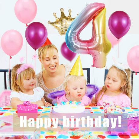 Balon din Folie Metalizata Gradient Vivimall, Figurina Cifra, Tema Aniversare 100 cm, Ambalaj Individual, Pai inclus, Umflare cu Aer sau Heliu, Multicolor, Cifra 4