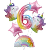 Balon din Folie Metalizata Gradient Vivimall, Figurina Cifra, Tema Aniversare 100 cm, Ambalaj Individual, Pai inclus, Umflare cu Aer sau Heliu, Multicolor, Cifra 6
