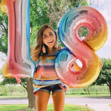 Balon din Folie Metalizata Gradient Vivimall, Figurina Cifra, Tema Aniversare 100 cm, Ambalaj Individual, Pai inclus, Umflare cu Aer sau Heliu, Multicolor, Cifra 8