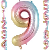 Balon din Folie Metalizata Gradient Vivimall, Figurina Cifra, Tema Aniversare 100 cm, Ambalaj Individual, Pai inclus, Umflare cu Aer sau Heliu, Multicolor, Cifra 9