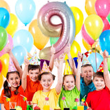 Balon din Folie Metalizata Gradient Vivimall, Figurina Cifra, Tema Aniversare 100 cm, Ambalaj Individual, Pai inclus, Umflare cu Aer sau Heliu, Multicolor, Cifra 9