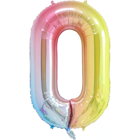 Balon Din Folie Metalizata Gradient Figurina Cifra, Tema Aniversare 100 Cm, Ambalaj Individual, Pai Inclus, Umflare Cu Aer Sau Heliu, Cifra 0 - vivimall.ro
