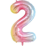 Balon din Folie Metalizata Gradient Vivimall, Figurina Cifra, Tema Aniversare 100 cm, Ambalaj Individual, Pai inclus, Umflare cu Aer sau Heliu, Multicolor, Cifra 2