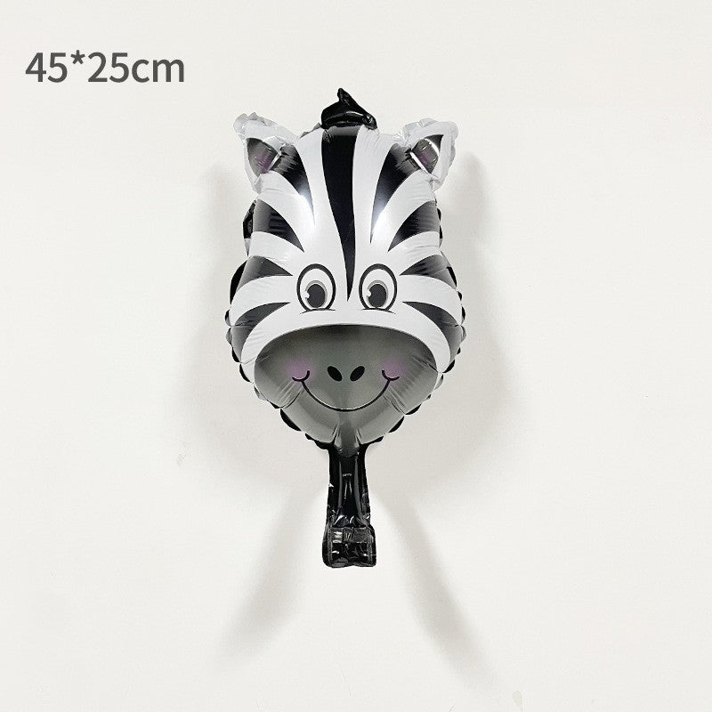 Balon Din Folie Metalizata, Mini Figurine Animalute, Tematica Aniversare, Ambalaj Individual, Pai Inclus, Umflare Cu Aer Sau Heliu
