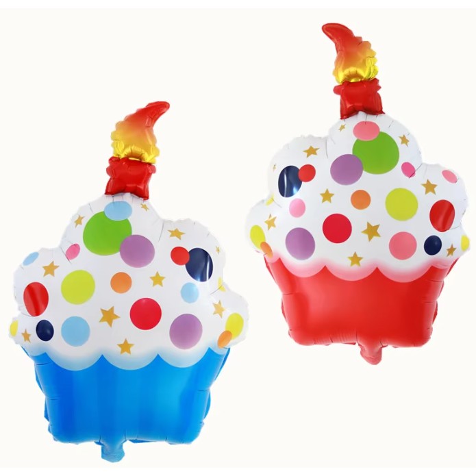 Balon Din Folie Metalizata, Figurine Dulciuri, Tematica Prajitura Aniversara, Ambalaj Individual, Pai Inclus, Umflare Cu Aer Sau Heliu - vivimall.ro