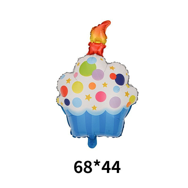 Balon Din Folie Metalizata, Figurine Dulciuri, Tematica Prajitura Aniversara, Ambalaj Individual, Pai Inclus, Umflare Cu Aer Sau Heliu - vivimall.ro
