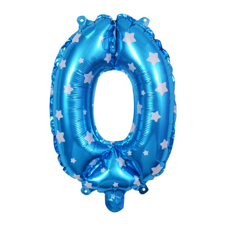 Balon Din Folie Metalizata Figurina Cifra, Imprimeu Stele, Tema Aniversare 80 Cm, Ambalaj Individual, Pai Inclus, Umflare Cu Aer Sau Heliu, Cifra 0 - vivimall.ro