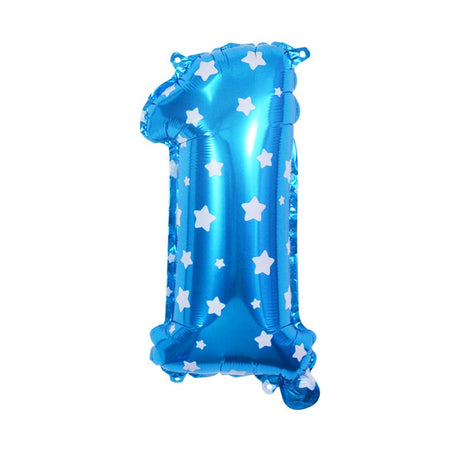 Balon Din Folie Metalizata Figurina Cifra, Imprimeu Stele, Tema Aniversare 80 Cm, Ambalaj Individual, Pai Inclus, Umflare Cu Aer Sau Heliu, Cifra 1 - vivimall.ro