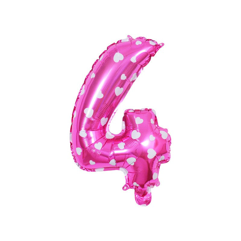 Balon Din Folie Metalizata Figurina Cifra, Imprimeu Inimi, Tema Aniversare 80 Cm, Ambalaj Individual, Pai Inclus, Umflare Cu Aer Sau Heliu, Cifra 4 - vivimall.ro
