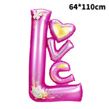 Balon Din Folie Metalizata, Figurine, Model Love, Tematica Iubire, Ambalaj Individual, Pai Inclus, Umflare Cu Aer Sau Heliu,