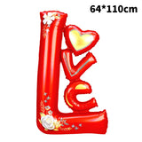 Balon Din Folie Metalizata, Figurine, Model Love, Tematica Iubire, Ambalaj Individual, Pai Inclus, Umflare Cu Aer Sau Heliu,