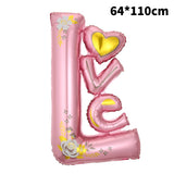 Balon Din Folie Metalizata, Figurine, Model Love, Tematica Iubire, Ambalaj Individual, Pai Inclus, Umflare Cu Aer Sau Heliu,