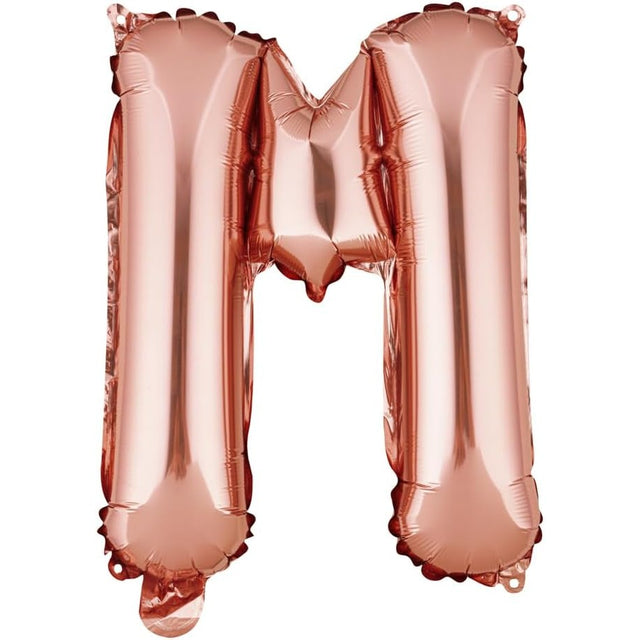 Balon Folie Metalizata Litera M, Vivimall, 40 cm, Umflati cu Heliu sau Aer, Ambalaj Individual, Pai inclus, Rose Gold - vivimall.ro
