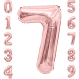 Balon Din Folie Metalizata Figurina Cifra, Tema Aniversare 100 Cm, Ambalaj Individual, Pai Inclus, Umflare Cu Aer Sau Heliu, Coral, Rose, Cifra 7 - vivimall.ro
