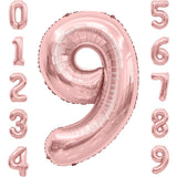 Balon Din Folie Metalizata Figurina Cifra, Tema Aniversare 100 Cm, Ambalaj Individual, Pai Inclus, Umflare Cu Aer Sau Heliu, Coral, Rose Gold, Cifra 9 - vivimall.ro