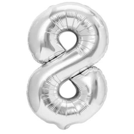 Balon Din Folie Metalizata, Figurina Cifra, Tema Aniversare 80 Cm, Ambalaj Individual, Pai Inclus, Umflare Cu Aer Sau Heliu, Cifra 8 - vivimall.ro