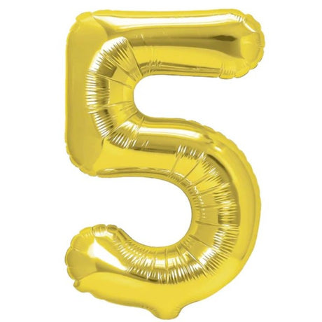 Balon Din Folie Metalizata, Figurina Cifra, Tema Aniversare 80 Cm, Ambalaj Individual, Pai Inclus, Umflare Cu Aer Sau Heliu, Cifra 5