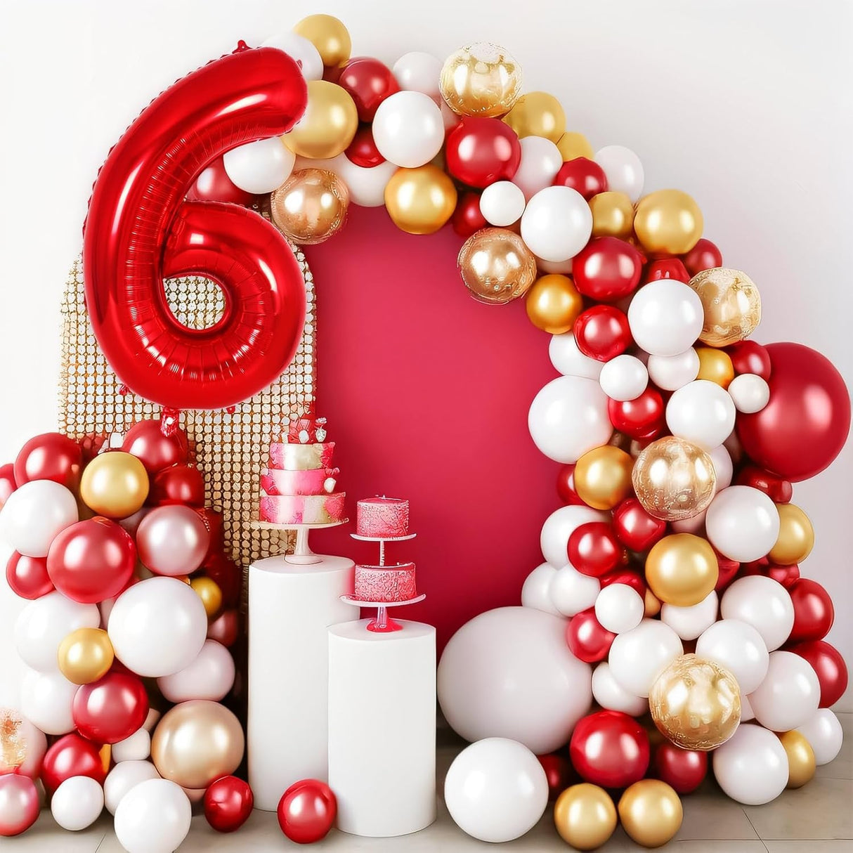 Balon Din Folie Metalizata Figurina Cifra, Tema Aniversare 40 Cm, Ambalaj Individual, Pai Inclus, Umflare Cu Aer Sau Heliu, Cifra 6 - vivimall.ro