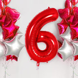 Balon Din Folie Metalizata Figurina Cifra, Tema Aniversare 40 Cm, Ambalaj Individual, Pai Inclus, Umflare Cu Aer Sau Heliu, Cifra 6 - vivimall.ro