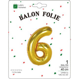 Balon Din Folie Metalizata Figurina Cifra, Tema Aniversare 40 Cm, Ambalaj Individual, Pai Inclus, Umflare Cu Aer Sau Heliu, Cifra 6 - vivimall.ro