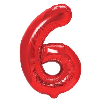 Balon Din Folie Metalizata Figurina Cifra, Tema Aniversare 40 Cm, Ambalaj Individual, Pai Inclus, Umflare Cu Aer Sau Heliu, Cifra 6 - vivimall.ro
