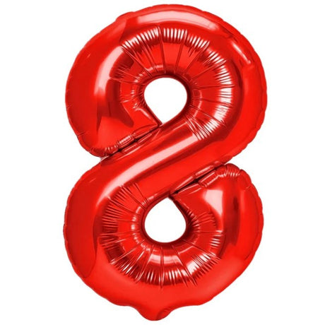 Balon Din Folie Metalizata Figurina Cifra, Tema Aniversare 40 Cm, Ambalaj Individual, Pai Inclus, Umflare Cu Aer Sau Heliu, Cifra 8 - vivimall.ro