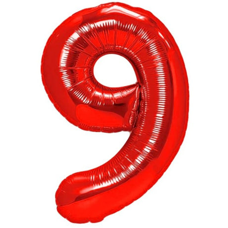 Balon Din Folie Metalizata Figurina Cifra, Tema Aniversare 40 Cm, Ambalaj Individual, Pai Inclus, Umflare Cu Aer Sau Heliu, Cifra 9 - vivimall.ro