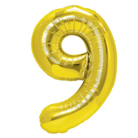 Balon Din Folie Metalizata Figurina Cifra, Tema Aniversare 40 Cm, Ambalaj Individual, Pai Inclus, Umflare Cu Aer Sau Heliu, Cifra 9 - vivimall.ro