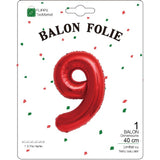 Balon Din Folie Metalizata Figurina Cifra, Tema Aniversare 40 Cm, Ambalaj Individual, Pai Inclus, Umflare Cu Aer Sau Heliu, Cifra 9 - vivimall.ro