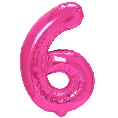 Balon Din Folie Metalizata Figurina Cifra, Tema Aniversare 40 Cm, Ambalaj Individual, Pai Inclus, Umflare Cu Aer Sau Heliu, Cifra 6 - vivimall.ro