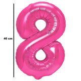 Balon Din Folie Metalizata Figurina Cifra, Tema Aniversare 40 Cm, Ambalaj Individual, Pai Inclus, Umflare Cu Aer Sau Heliu, Cifra 8 - vivimall.ro