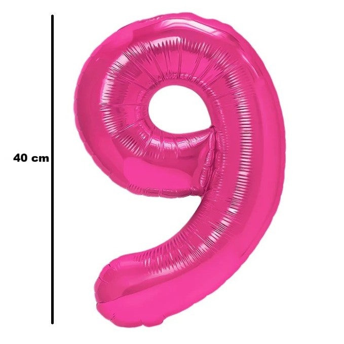 Balon Din Folie Metalizata Figurina Cifra, Tema Aniversare 40 Cm, Ambalaj Individual, Pai Inclus, Umflare Cu Aer Sau Heliu, Cifra 9 - vivimall.ro