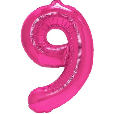 Balon Din Folie Metalizata Figurina Cifra, Tema Aniversare 40 Cm, Ambalaj Individual, Pai Inclus, Umflare Cu Aer Sau Heliu, Cifra 9 - vivimall.ro
