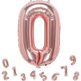 Balon Din Folie Metalizata Figurina Cifra, Tema Aniversare 40 Cm, Ambalaj Individual, Pai Inclus, Umflare Cu Aer Sau Heliu, Rose Gold, Cifra 0 - vivimall.ro