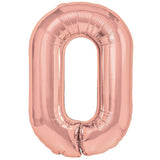 Balon Din Folie Metalizata Figurina Cifra, Tema Aniversare 40 Cm, Ambalaj Individual, Pai Inclus, Umflare Cu Aer Sau Heliu, Rose Gold, Cifra 0 - vivimall.ro