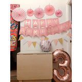 Balon Din Folie Metalizata Figurina Cifra, Tema Aniversare 40 Cm, Ambalaj Individual, Pai Inclus, Umflare Cu Aer Sau Heliu, Rose Gold, Cifra 3 - vivimall.ro
