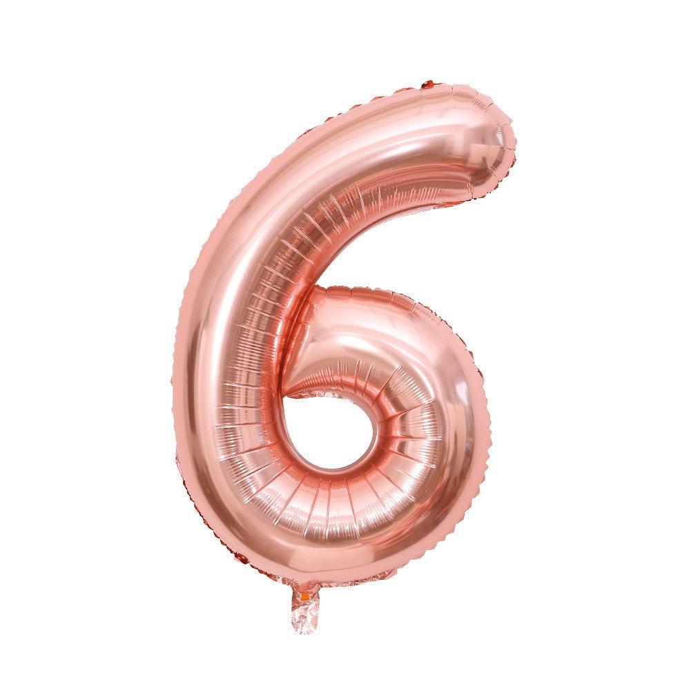 Balon Din Folie Metalizata Figurina Cifra, Tema Aniversare 40 Cm, Ambalaj Individual, Pai Inclus, Umflare Cu Aer Sau Heliu, Gold, Cifra 6 - vivimall.ro