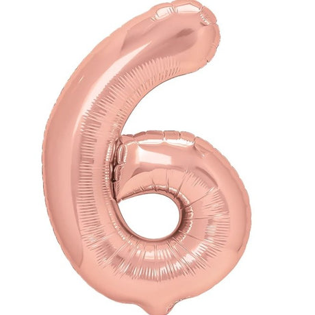 Balon Din Folie Metalizata Figurina Cifra, Tema Aniversare 40 Cm, Ambalaj Individual, Pai Inclus, Umflare Cu Aer Sau Heliu, Gold, Cifra 6 - vivimall.ro