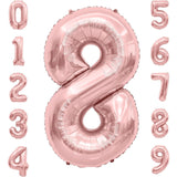 Balon Din Folie Metalizata Figurina Cifra, Tema Aniversare 40 Cm, Ambalaj Individual, Pai Inclus, Umflare Cu Aer Sau Heliu, Rose Gold, Cifra 8 - vivimall.ro