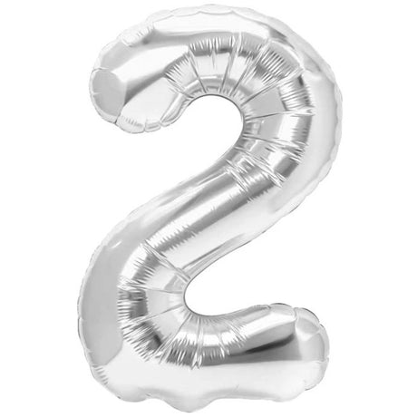 Balon Din Folie Metalizata, Figurina Cifra, Tema Aniversare 40 Cm, Ambalaj Individual, Pai Inclus, Umflare Cu Aer Sau Heliu, Cifra 2 - vivimall.ro