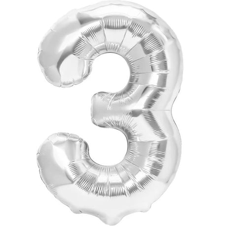 Balon Din Folie Metalizata Figurina Cifra, Tema Aniversare 40 Cm, Ambalaj Individual, Pai Inclus, Umflare Cu Aer Sau Heliu, Cifra 3 - vivimall.ro