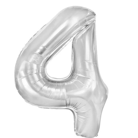 Balon Din Folie Metalizata, Figurina Cifra, Tema Aniversare 40 Cm, Ambalaj Individual, Pai Inclus, Umflare Cu Aer Sau Heliu, Cifra 4 - vivimall.ro