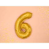 Balon Din Folie Metalizata Figurina Cifra, Tema Aniversare 40 Cm, Ambalaj Individual, Pai Inclus, Umflare Cu Aer Sau Heliu, Cifra 6 - vivimall.ro