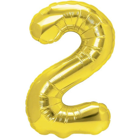 Balon Din Folie Metalizata, Figurina Cifra, Tema Aniversare 40 Cm, Ambalaj Individual, Pai Inclus, Umflare Cu Aer Sau Heliu, Cifra 2 - vivimall.ro