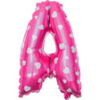 Balon Folie Metalizata Litera A, Vivimall, 40 cm, Cu Imprimeu Inimioare, Umflati cu Heliu sau Aer, Ambalaj Individual, Pai inclus, Roz - vivimall.ro
