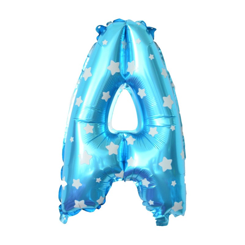 Balon Folie Metalizata Litera A, 40 Cm, Cu Imprimeu Stelute, Umflati Cu Heliu Sau Aer, Ambalaj Individual, Pai Inclus - vivimall.ro