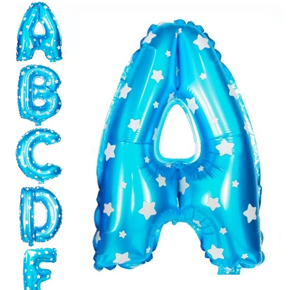 Balon Folie Metalizata Litera A, 40 Cm, Cu Imprimeu Stelute, Umflati Cu Heliu Sau Aer, Ambalaj Individual, Pai Inclus - vivimall.ro