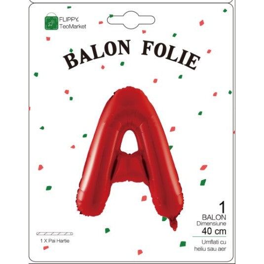 Balon Folie Metalizata Litera A, 40 Cm, Umflati Cu Heliu Sau Aer, Ambalaj Individual, Pai Inclus - vivimall.ro